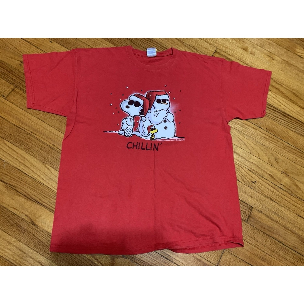Peanuts Snoopy & Woodstock Chillin' Snowman Joe Cool VTG T-Shirt XL